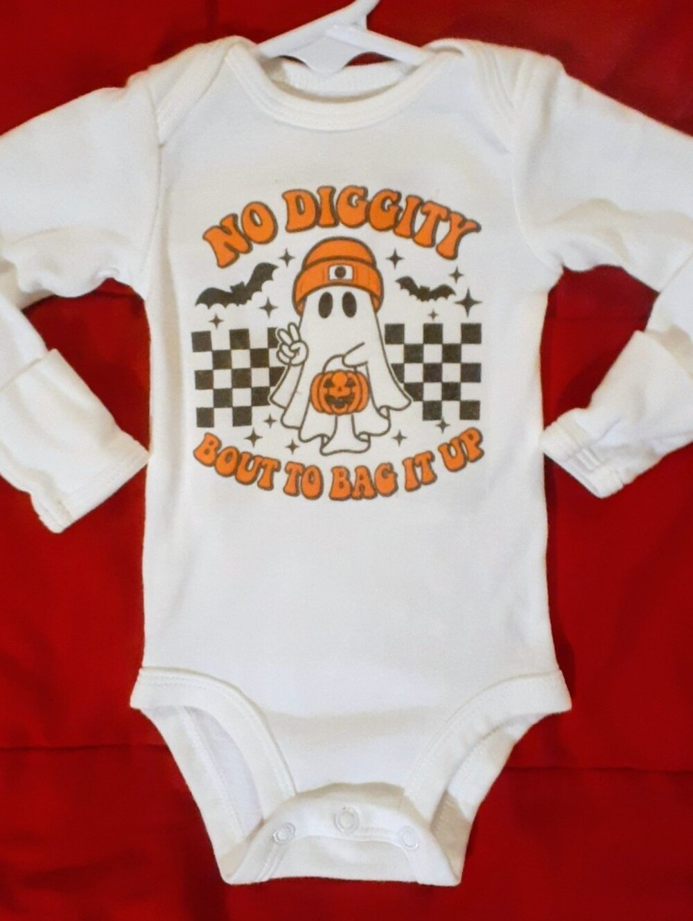 Custom made Carter's White Long-Sleeve Halloween Onsie